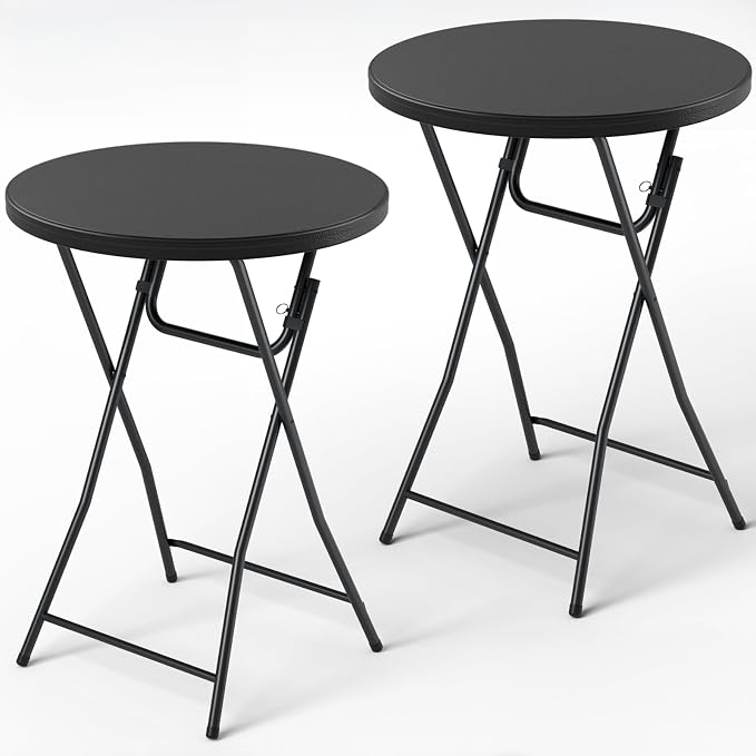 Folding Table 2 Pack, 32 Inch Foldable Cocktail Bar, High Top Round Folding Bar by FoldingFurniture