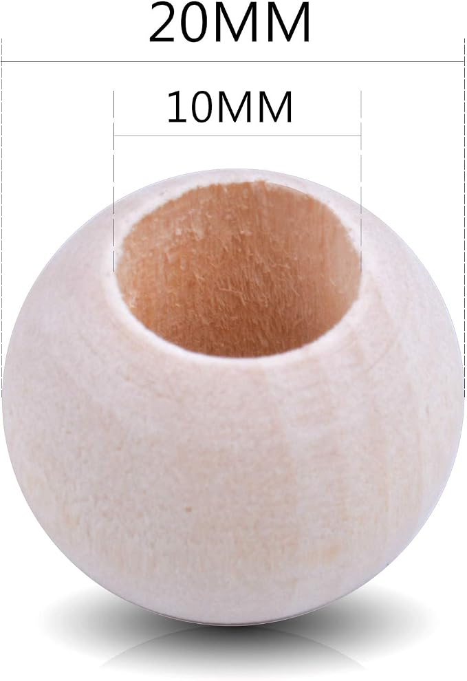 Jdesun 100 Pieces Wooden Beads, Natural Round Wood Loose Beads Wood Spacer 20mm - Image 2