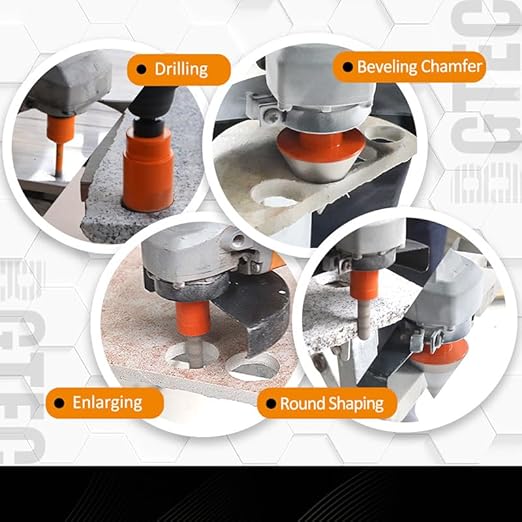 BGTEC Diamond Core Drill Bits Set - 10pcs Tile Hole Saw Kit 6/8/10/25/35/50/65mm with 10mm Diamond Finger Bits and 2" Chamfer Bits for Porcelain Ceramic Tile Granite Marble