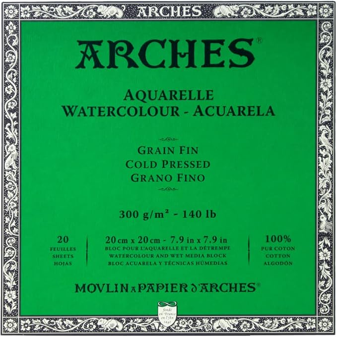 Arches Watercolor Paper Block, Cold Press, 7.9" x 7.9", 140 pound - Image 3