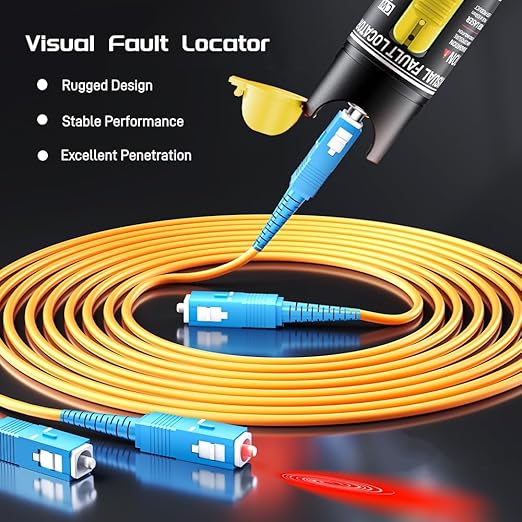 Visual Fault Locator,100-120KM Fiber Optic Cable Tester Meter VFL Red Light Pen Light Source Testers(100-120KM)