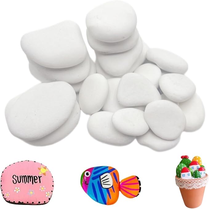 28PCS White Painting Rocks, Medium & Small Rocks by Meilala