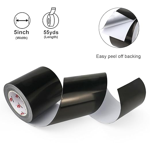 BOMEI PACK Black Aluminum Tape, 5 Inch x 165 Foot, Waterproof, High Low Temperature Resistant, HVAC, Metal Repair