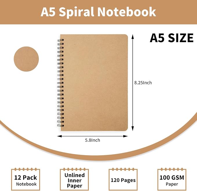 6 Pack Unlined Spiral Notebook for Work - Image 2