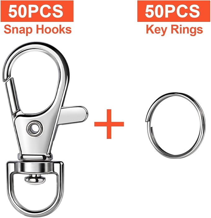 LEOBRO 100PCS Lobster Claw Clasps and Key Rings, Keychain Making Kit - Image 2