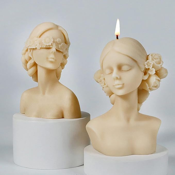 2 Pack Braid Girl Shape Portrait Candle Resin Mold - Image 5