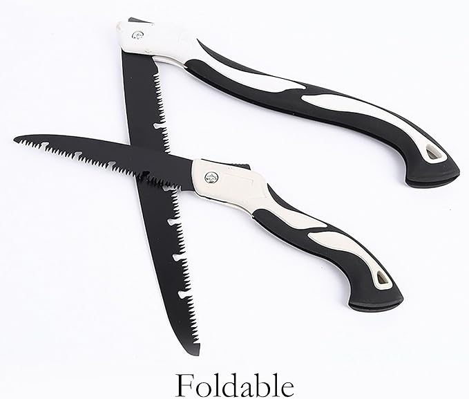 Folding Saw with Rubber Handle, 20.4 Inch Manganese Steel SK-5 Blade Pruning Saw for Hunting, Gardening, Camping and Trimming (blade 27cm)