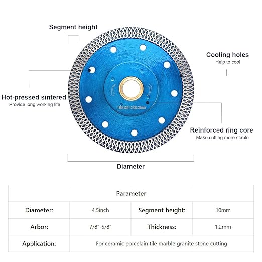 5Pcs/Lot Super Thin Tile Blade 4.5" Diamond Saw Blades for Granite Marble Ceramic Porcelain Tile