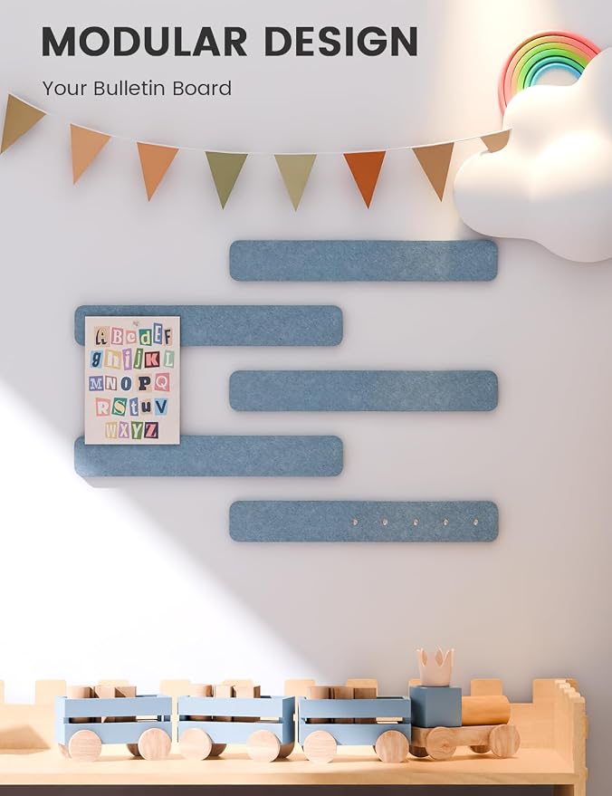 Fluxynara Cork Board Alternative Felt Strip Board 5-Pack 13"x2", Office Pin - Image 5