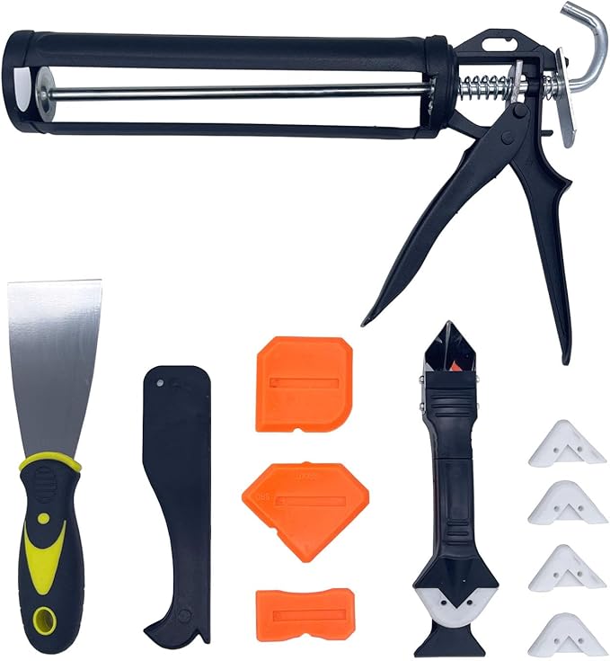 Caulking Gun, Heavy Duty Drip-Free Sealant Gun with Smooth Rod & Quick Release, for Silicone, Adhesives, Construction, DIY Home Repairs (10 oz Standard Size)
