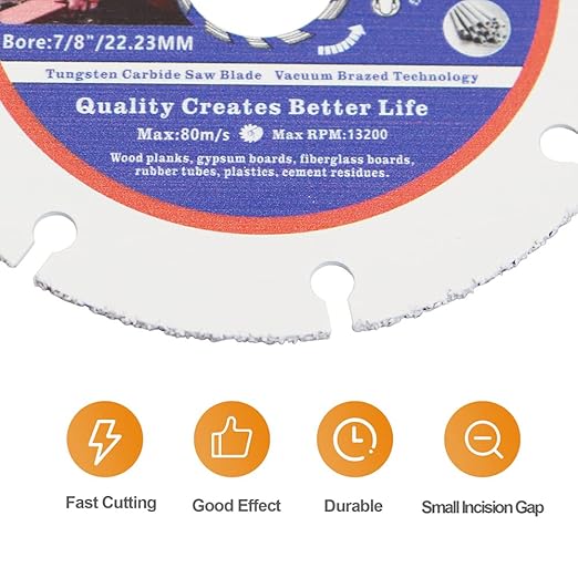 Carbide Multi Wheel,BRSCHNITT 10pcs 4-1/2 Inch (115mm) with Arbor 7/8" Tungsten Carbide Cut Off Wheel for Wood,Laminate,Gypsum Board,Plastic for Angle Grinder Cutting Disc