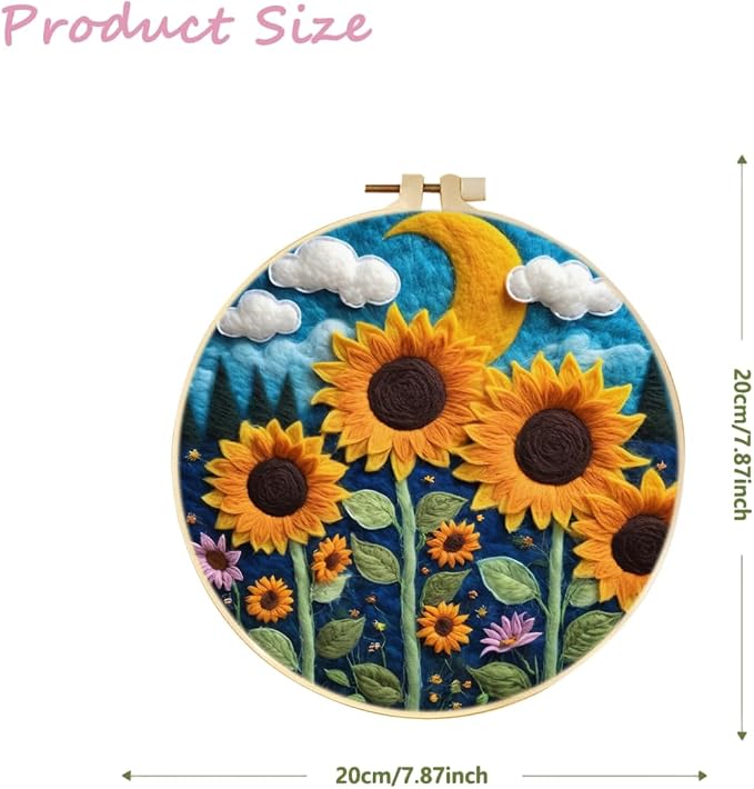 CaptainCrafts Needle Felting Kit, Wool Felt Supplies, Embroidery Hoops - Image 2