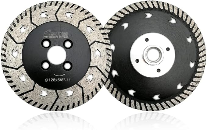 SHDIATOOL 5 Inch Granite Turbo Cutting Blades Two-in-One Design Cut Grind Sharpen Marble Concrete and Bricks(2-Pack)