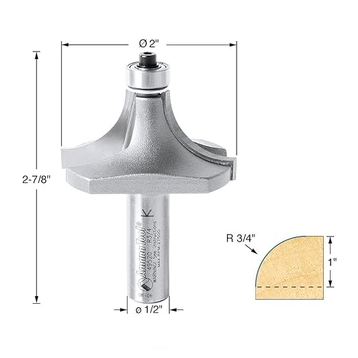Amana Tool - 49520 Carbide Tipped Corner Round 3/4 Radius x 2" Dia x 1" 2 Shan