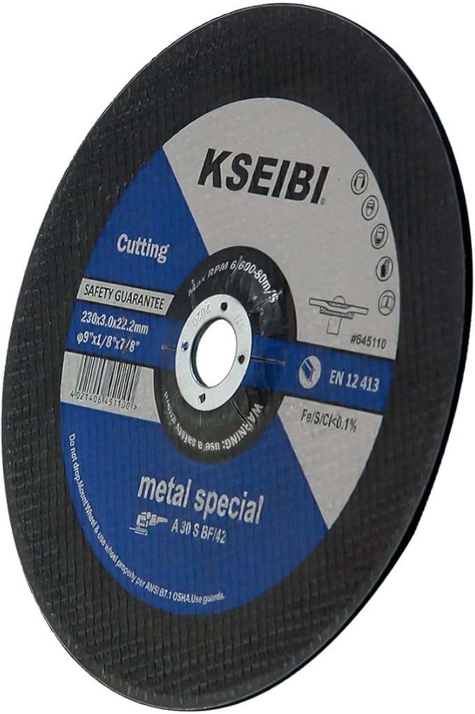 KSEIBI 645110 Grinding Wheels 10-Pack, Aluminum Oxide Discs for Metal & Stainless Steel, 9" x 1/8" x 7/8", Aggressive Grinding for Angle Grinders, Depressed Center Design