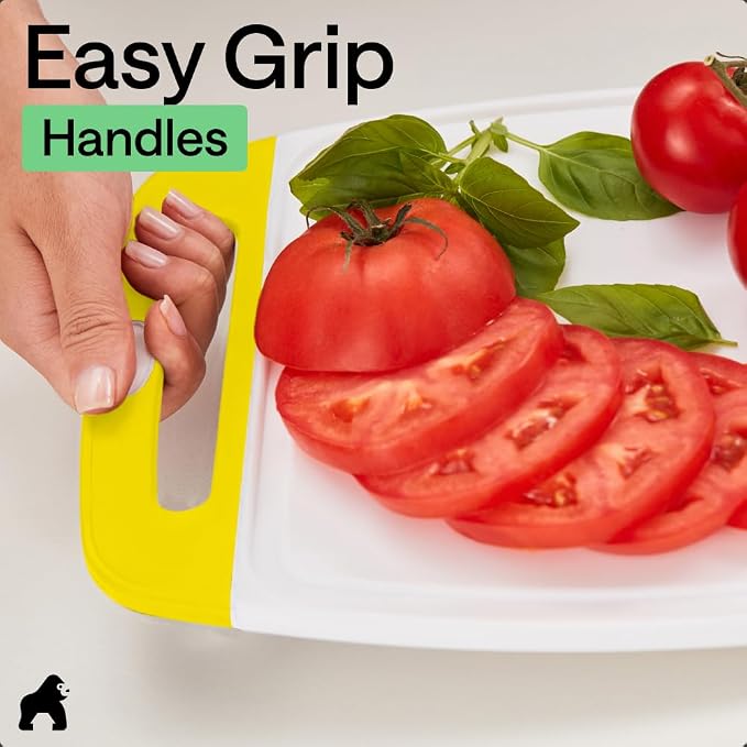 GORILLA GRIP BPA-Free Reversible Kitchen Cutting Board Set of 3, US Designed - Image 8