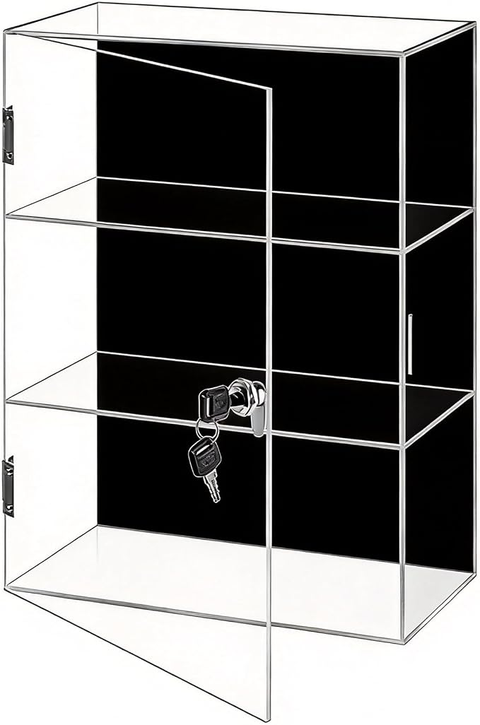 Black 3Tier Lockable Acrylic Display Case by Unknown