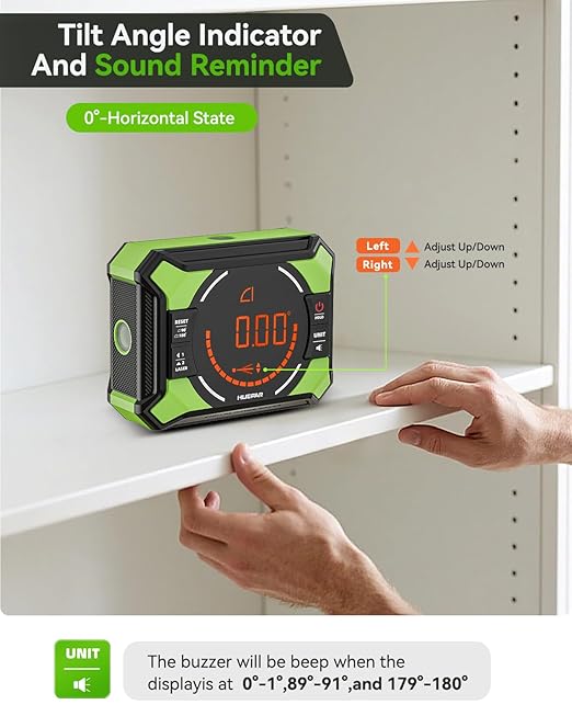 Huepar Digital Angle Gauge with Laser Level, Rechargeable 3-in-1 Digital Angle Finder with Magnetic, Measures 0-90° & 0-180° Range, Digital Electronic Level Accessory for Woodworking Tools