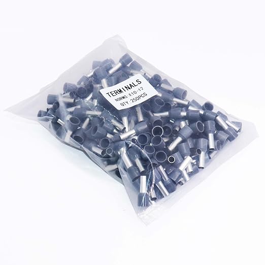 Fidioto AWG8 Wire Ferrules Terminals, 250pcs AWG8 Terminal Connector Wire Insulated Cord Pin Ends Terminals for Electric, Industrial, Chemical Industry, Power Control System, etc.