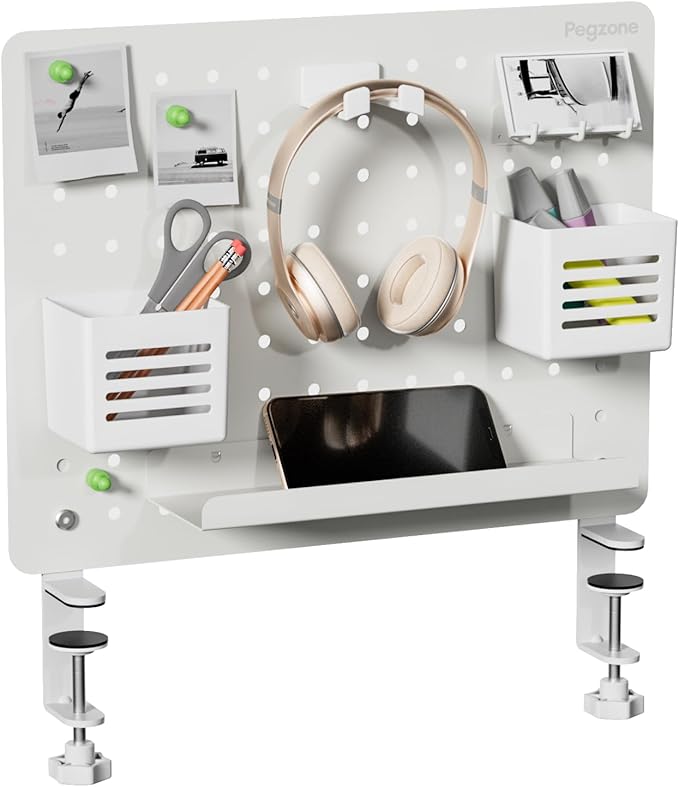PEGZONE Clamp on Desk Pegboard, 16.5" x 12.6", by Pegzone