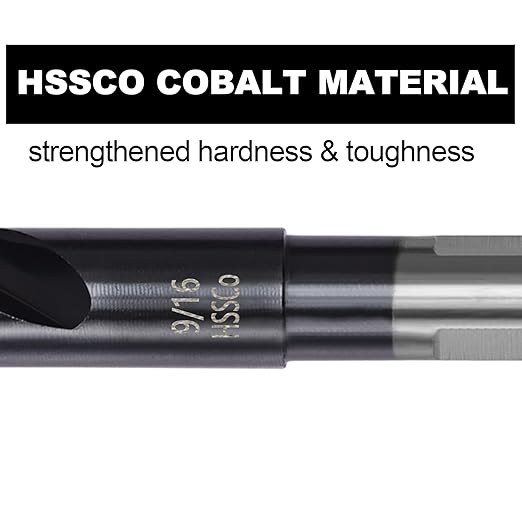 9/16 Cobalt Drill Bit for Metal and Hardened Steel, 1/2 Inch Reduced Shank M35 HSS Twist Jobber Drill Bits, with Index Storage Case