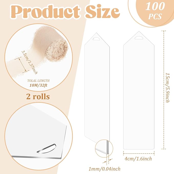 Yeaqee 100 Pcs Acrylic Bookmark Blanks Clear Bookmarks Acrylic Tags - Image 2