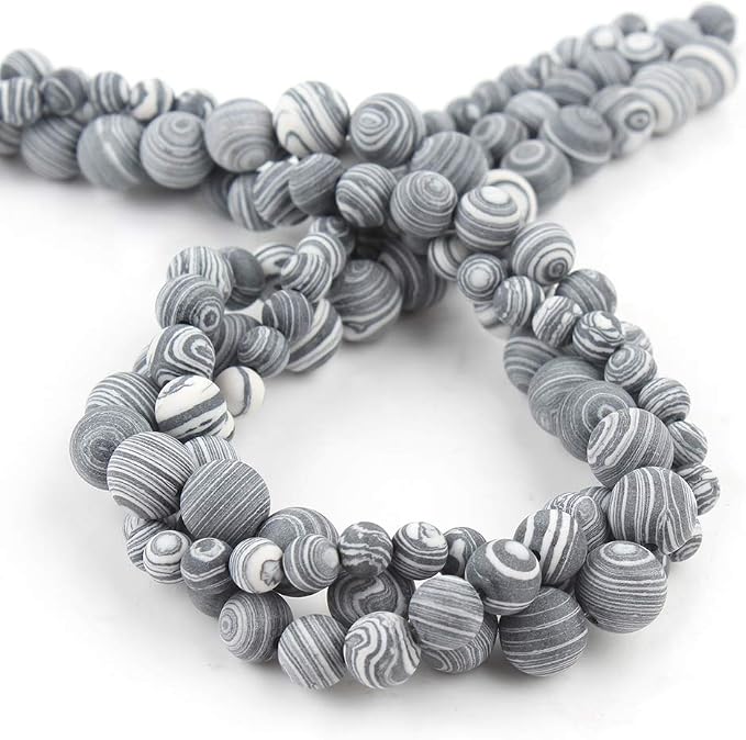 36pcs Natural Matte Black and White Malachite Zebra Gemstone Beads，10mm Frosted - Image 7