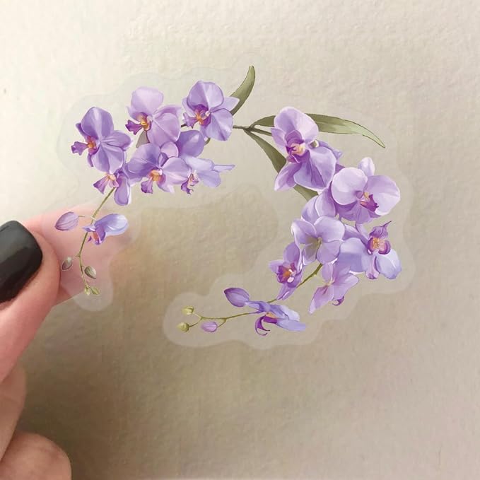 50 Pcs Clear PET Orchid Stickers - Image 8