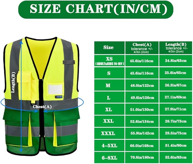 A-SAFETY Yellow Green Safety Vests Yellow&Green Color Mixed, XXXL