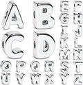 26 Pcs Cool Chunky Silver Letter Beads, 20mm Jumbo 3D Acrylic Letter Beads by DoDoBeads