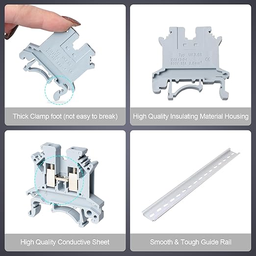 Terminal Block Kit, Rail Combined Terminal Block, Rail Type Voltage Terminal Accessories (Grey)