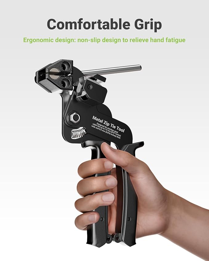 Metal Zip Tie Tool, Heavy Duty Zip Tie Cutter, Fasten and Cut Stainless Steel Cable Ties, for Outdoor Chain Link Fence Ties, Exhaust Pipe and Cables, Black