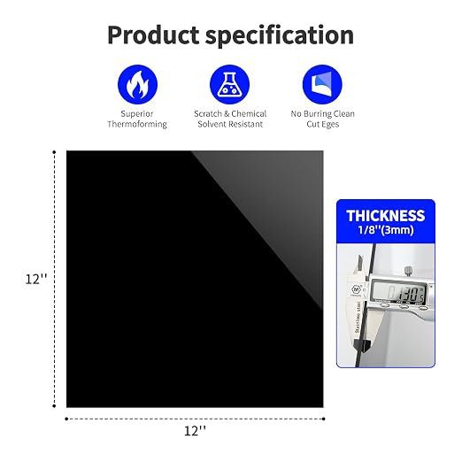 Art3d 1/8" Thick Plexiglass Sheets in Black - Image 2