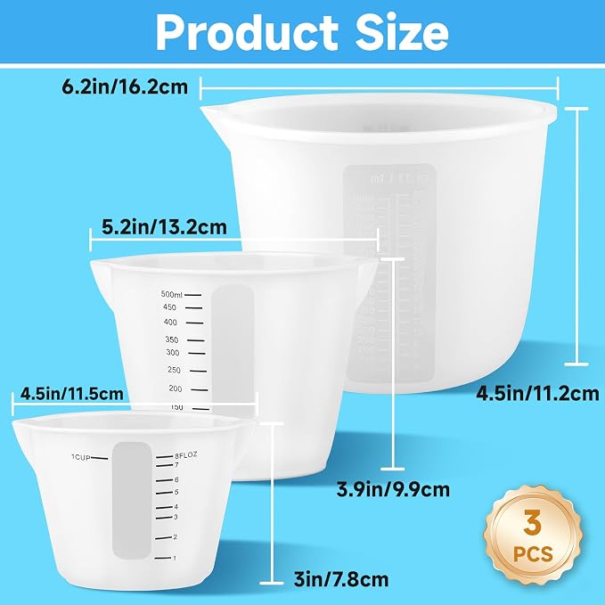 Gartful Silicone Resin Cups Set, Large Silicone Mixing Bowl - Image 2