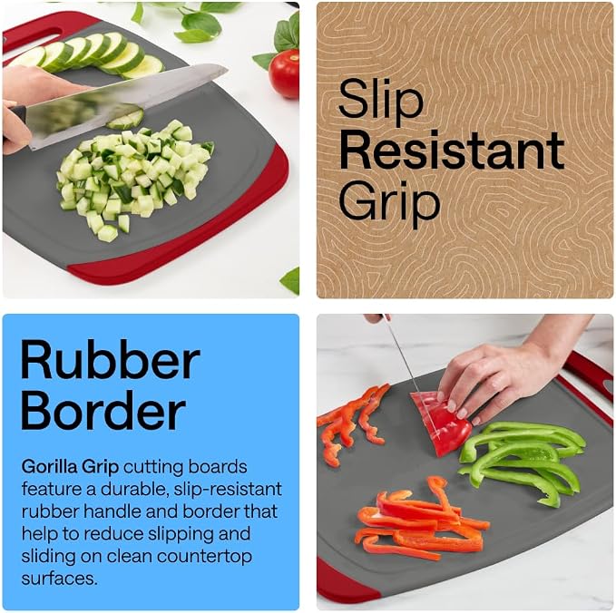GORILLA GRIP BPA-Free Reversible Kitchen Cutting Board Set of 3, US Designed - Image 3