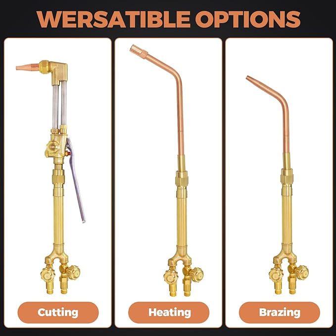 Oxy-Fuel Cutting Torch, Cutting Welding And Heating Outfit With Check Valve, 1-101 Cutting Tip, Welding Nozzle And MFA Heating Nozzle, Cutting Attachment CA2460 Torch Handle, Welding Torch