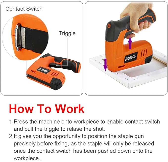 Cordless Staple Gun Nail Gun Tacker, Electric Stapler & Nailer 2 in 1, Electric Staple Gun with Rechargeable USB Charger for Upholstery DIY Includes 2000pcs 10mm Nails and 2000pcs 10mm Staples