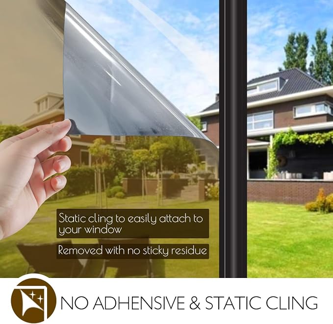 HIDBEA Window Privacy Film Daytime, Heat Control Anti UV Reflective One Way - Image 5