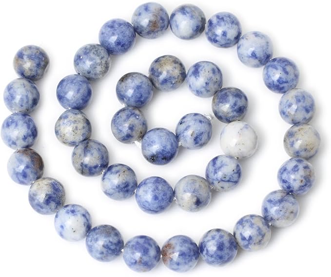 35PCS 10mm Natural Blue White Sodalite Gemstone Round Loose Beads - Image 2