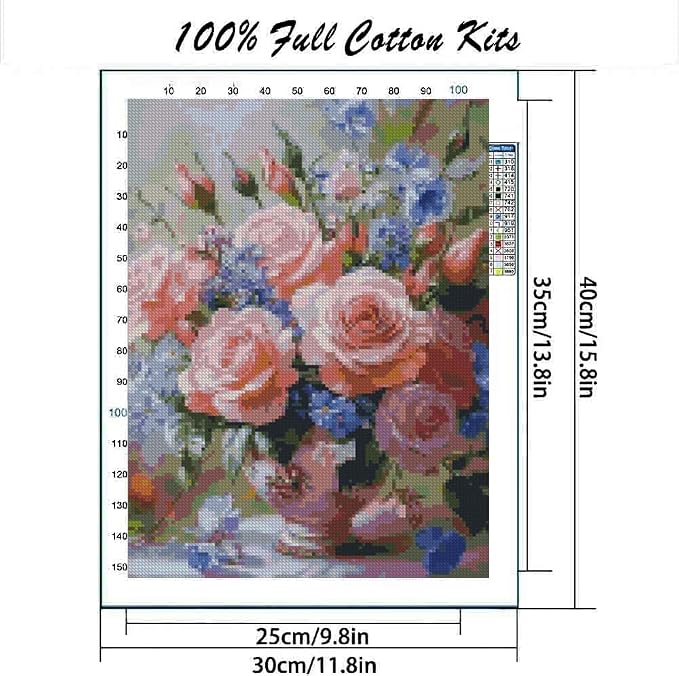 Flowers Stamped Cross Stitch Kits Cross Stitch Patterns, Dimensions Cross - Image 2