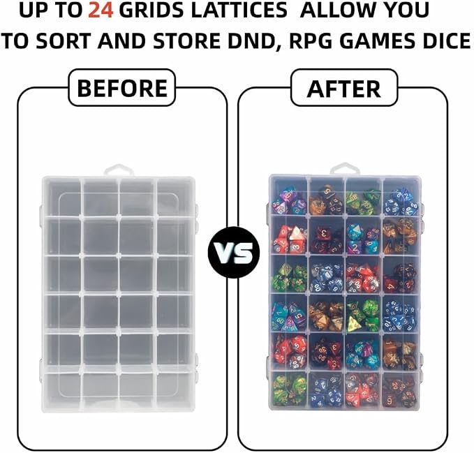 DND Dice Storage Box Each 24 Grids Polyhedral Dice Organizer - Image 4