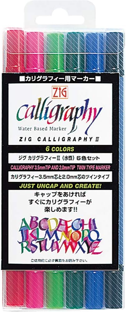 Kuretake ZIG Calligraphy Pens, 2mm. 3.5mm Dual Tip Markers, AP-Certified by Kuretake