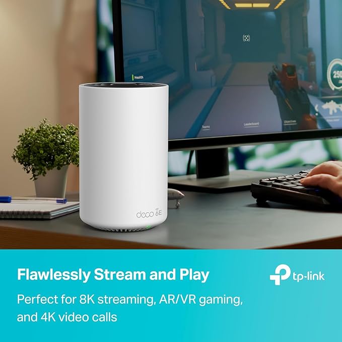 TP-Link Deco XE70 Pro AXE4900 Tri-Band WiFi 6E Mesh WiFi Router - 1 x 2.5bps WAN/LAN Port, 2 x 1 Gbps LAN Ports, 4.9 Gbps Wi-Fi 2,900 Sq. Ft Coverage, Connect up to 200 Devices, 1-Pack