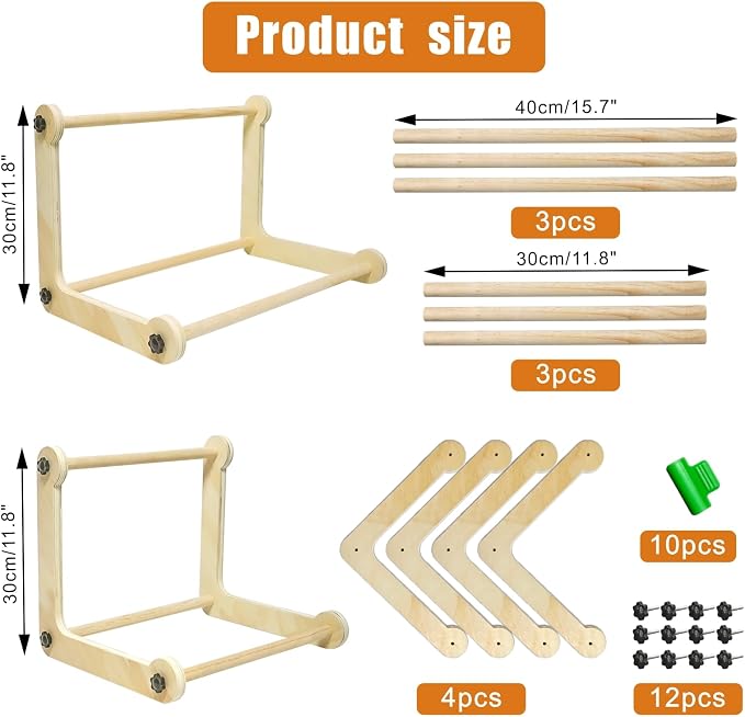 2 Pack Adjustable Wooden Embroidery Stands - Image 2