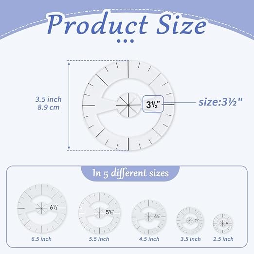 Imeepa 5PCS Clear Acrylic Circle Template Rulers - Image 2
