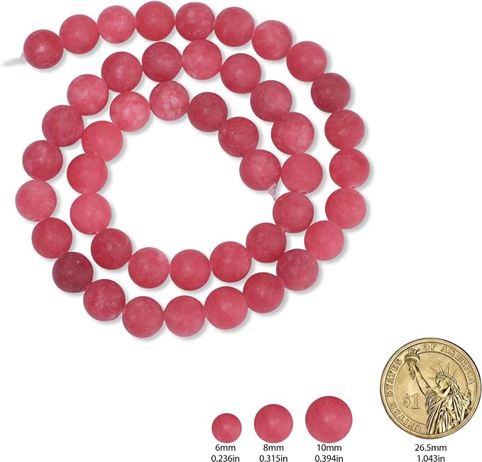 36pcs Natural Matte Red Gemstone Beads，10mm Frosted Round Loose Stone Beads - Image 2