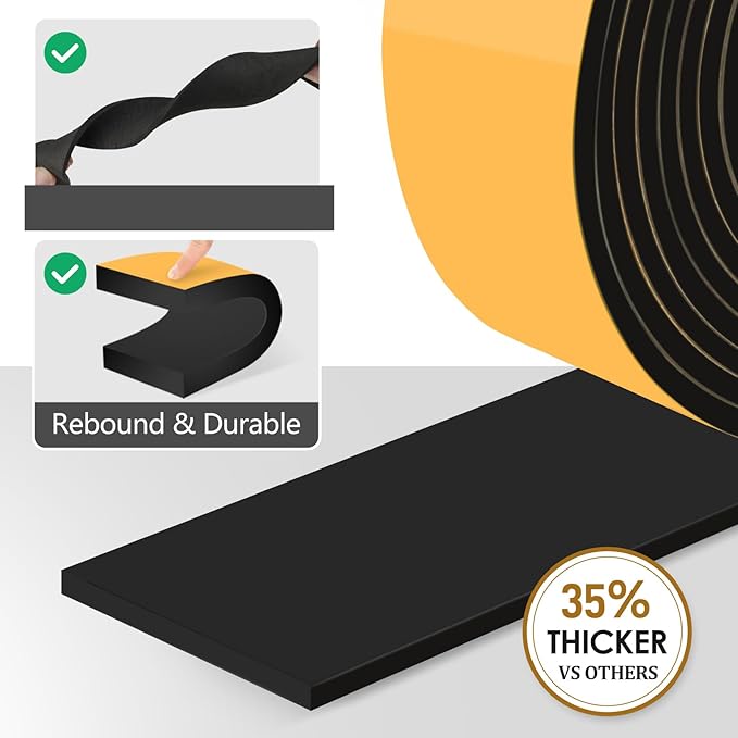 Pipe Insulation Tape, Outdoor Water Pipe Insulation Wrap, Foam Insulation Tape for Outdoor Pipes Winter Freeze Protection, Heat Tape for Water Pipes, Copper Pipes, PVC, AC Line, 3in x 15ft, Black