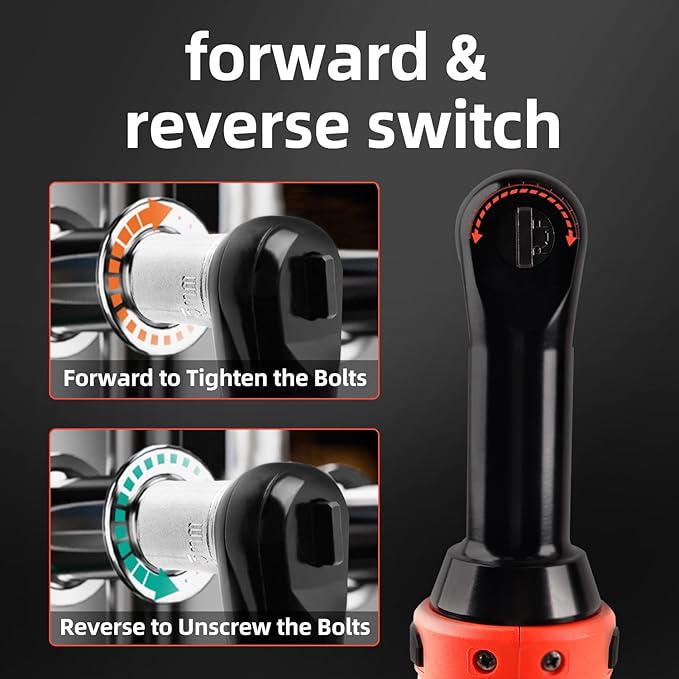 dogtooth Extended Cordless Electric Ratchet Wrench Set,40 Ft-lbs, 300 RPM, Brushless, Variable Speed Trigger, 3/8" 16.8V Power Ratchet Tool Kit With 1 * 1500mAh Lithium-Ion Battery And Charger