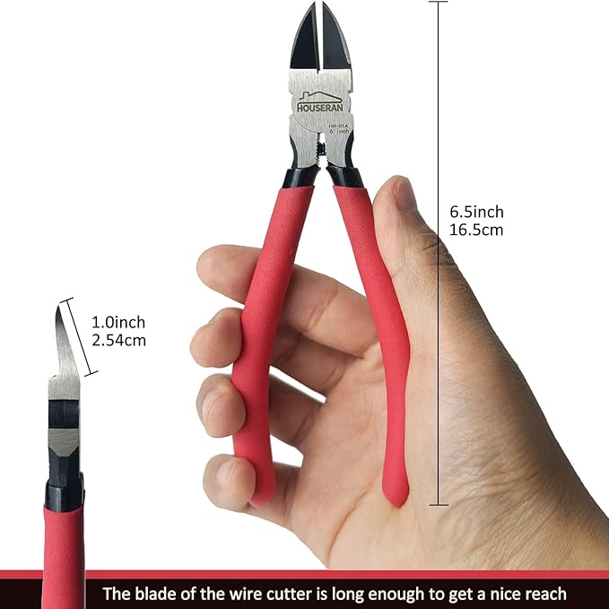 Wire Cutters 10 Pack, 6" Dykes Cutter, HOUSERAN Dikes Wire Cutters Wire Snips with Non-slip Red Handle, Side Cutters, Spring Loaded Wire Cutters, Flush Cutters for Artificial Flowers, Crafts, Zip Tie