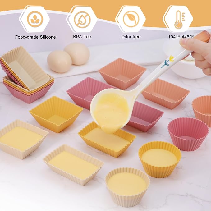 24Pack Silicone Muffin Cups, Reusable Cupcake Liners Molds - Image 2